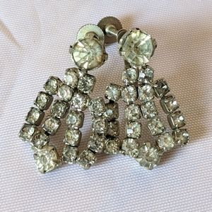 Vintage silver & clear rhinestone dangle earrings